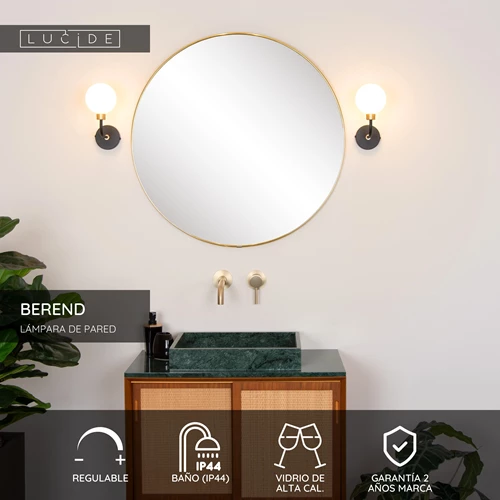 Lucide BEREND - Lámpara de pared Baño - 1xG9 - IP44 - Negro - USP